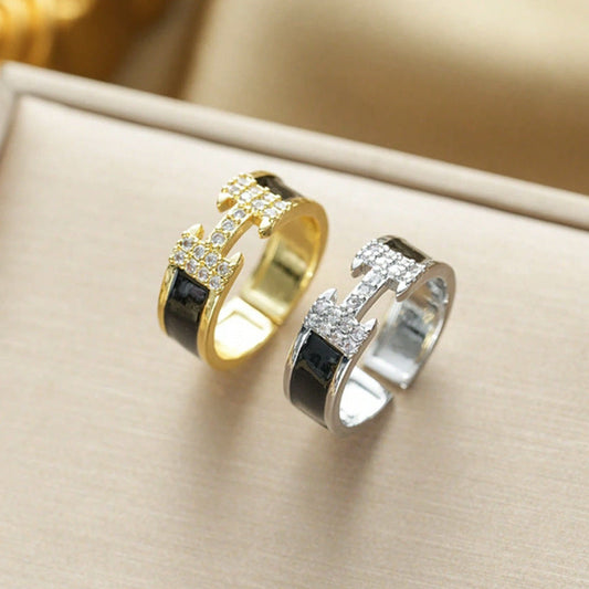 AURENA®  H PAVÉ ENAMEL RING