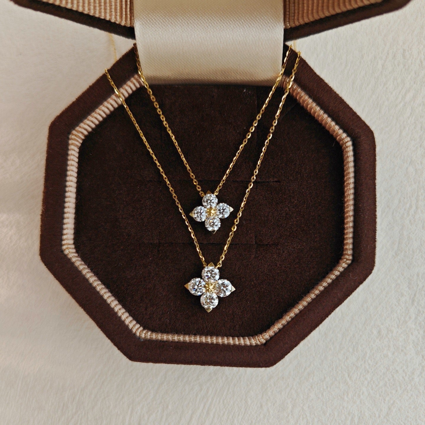 Minimalist Japanese Pavé Clover Necklace