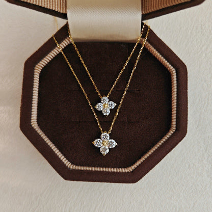 Minimalist Japanese Pavé Clover Necklace