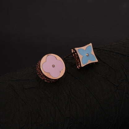 Chic AB-Style Monogram Rose Gold Earrings