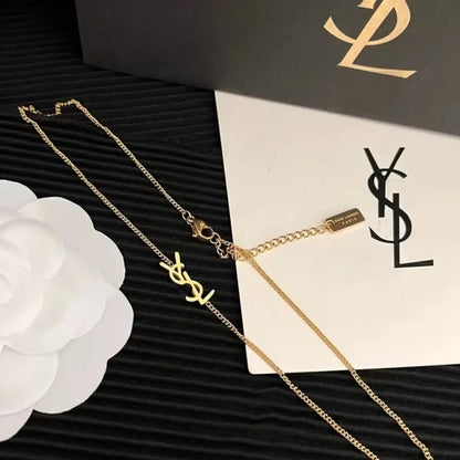 Monogram Y-Inlay Pendant Necklace